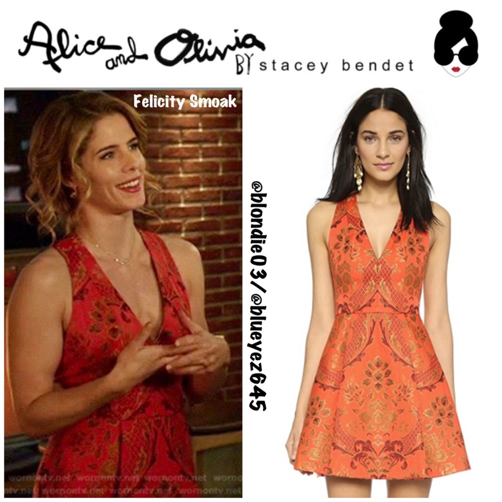 Alice & Olivia “Mollie” jacquard flare dress 10